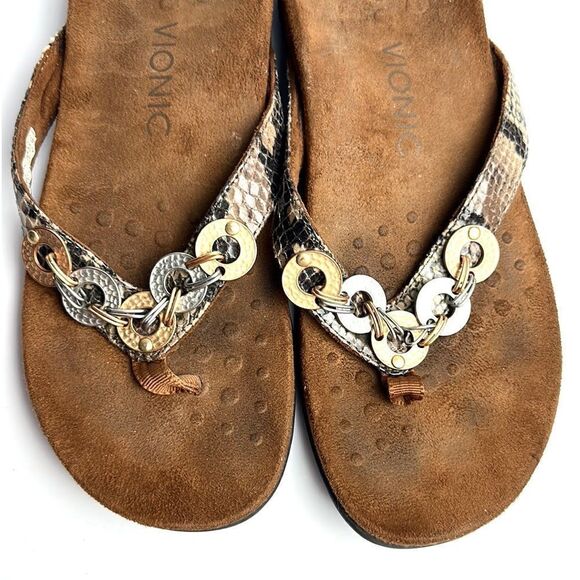 Vionic Lola Snakeskin Print Metal Accent
Thong Sandal Flip Flop US 8 - Picture 3 of 12